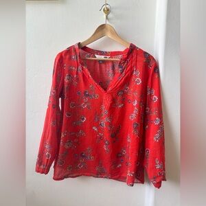 Old Navy Vibrant Red Floral Blouse